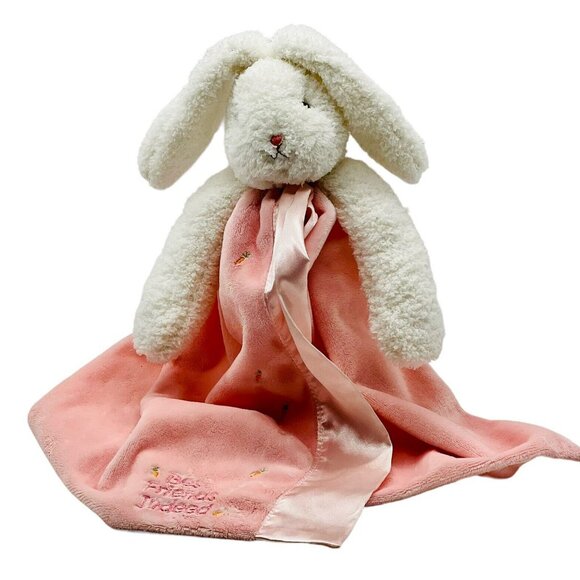 Bunnies By The Bay Best Friends Indeed Bunny Lovey Satin Security Blanket Pink - Picture 1 of 11